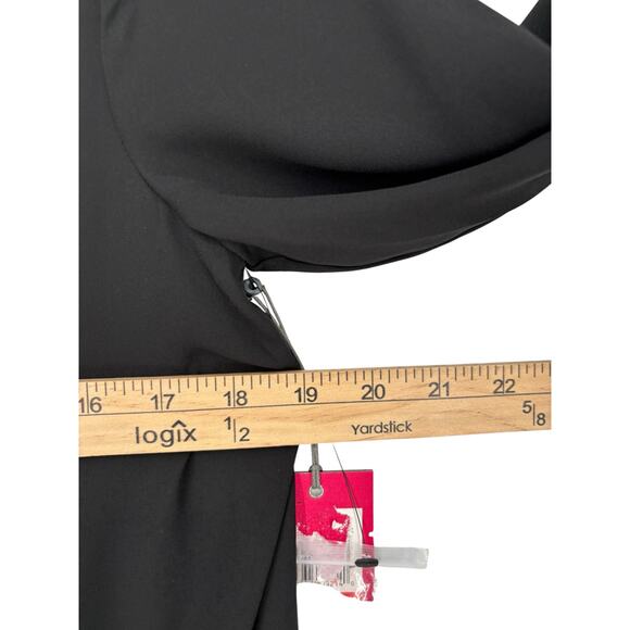 Vince Camuto Gathered Front Hi Lo Chiffon Blouse XS New Black Flutter Sleeve - Picture 3 of 8